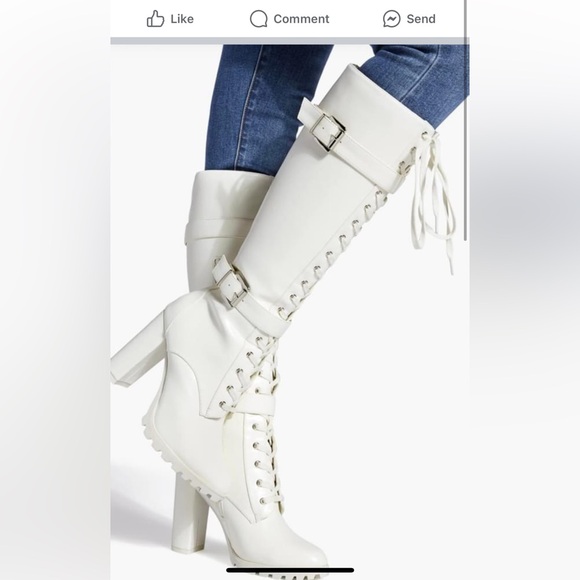 Justfab Tall White heeled boot size 9 - Picture 4 of 5